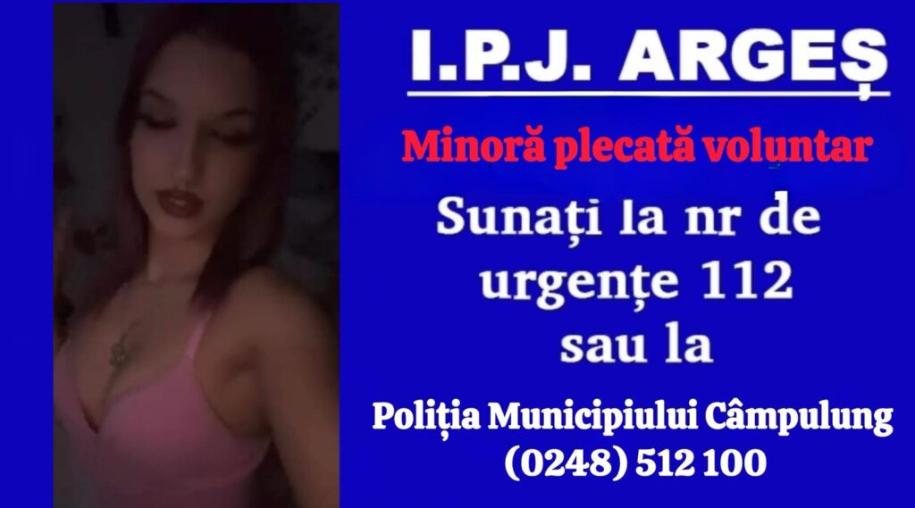 Alertă în Argeș! O minoră de 17 ani a plecat de acasă și nu s-a mai întors