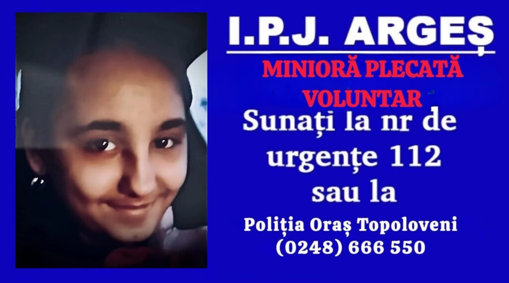 Alertă în Argeș! Minoră de 13 ani plecată voluntar