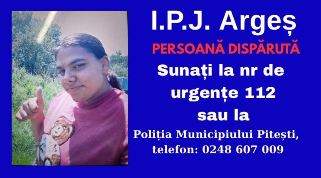 Alertă în Argeș! O elevă de 18 ani a dispărut după ce a plecat spre liceu