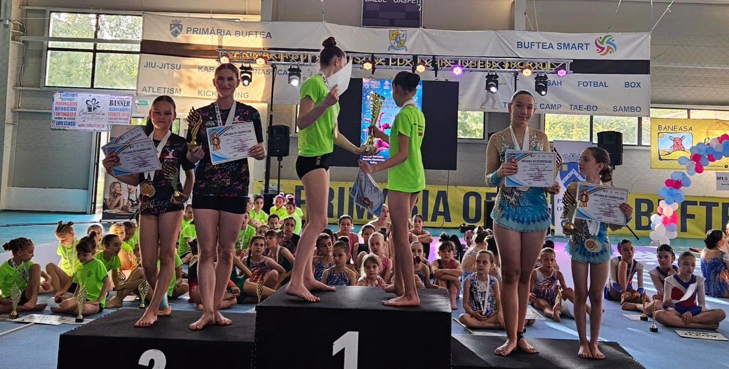 Gimnastele de la Centrul Cultural Pitești strălucesc din nou pe podiumul național, cucerind aur, argint și bronz la Cupa Gym Buftea
