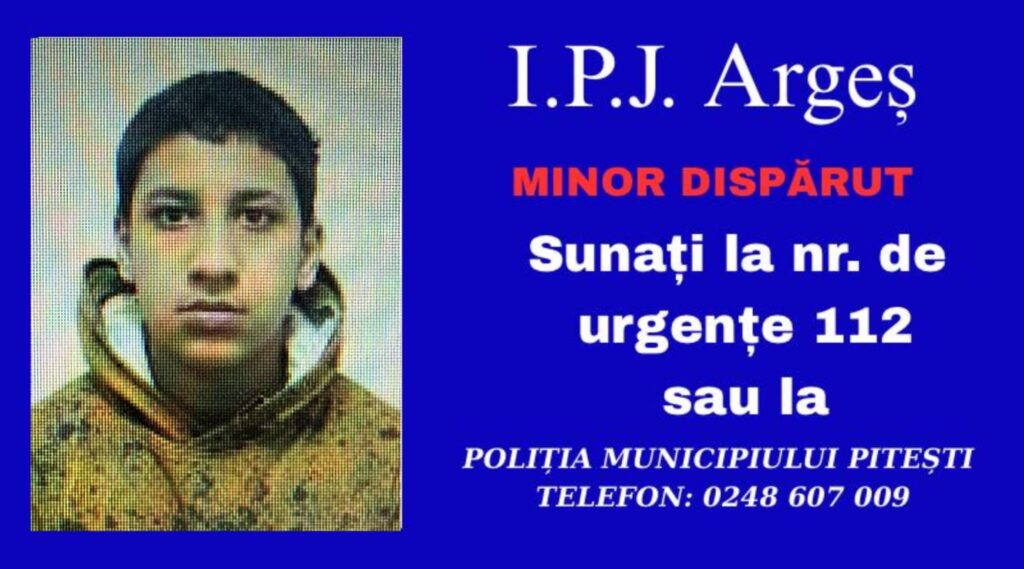 Alertă în Pitești! Un minor de 16 ani a dispărut de acasă