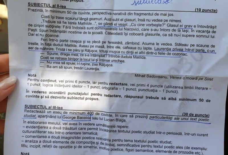 Bacalaureat 2026 Română – acestea sunt subiectele