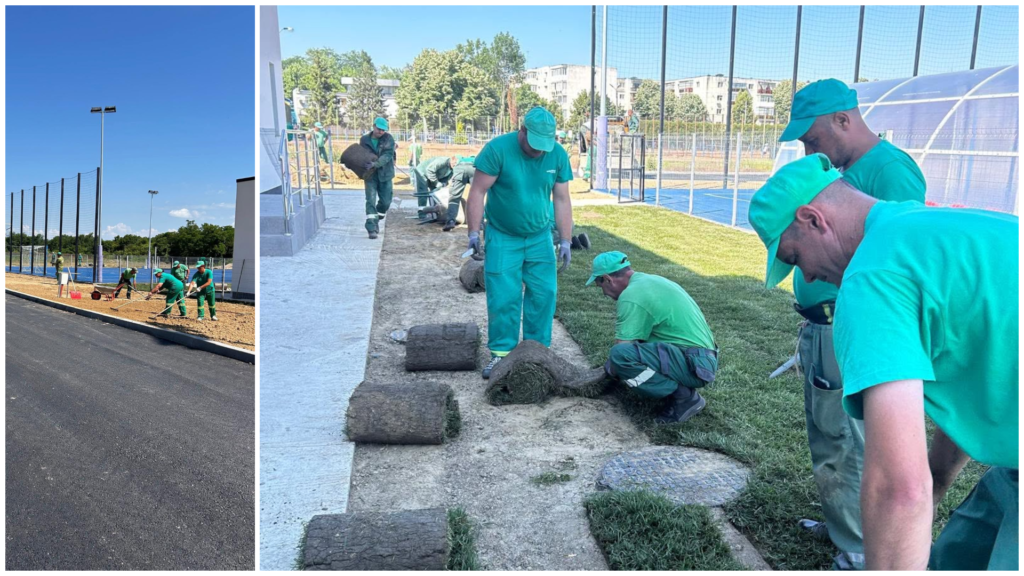 Progrese pe șantierul bazei sportive din Prundu! Spațiile verzi au fost amenajate