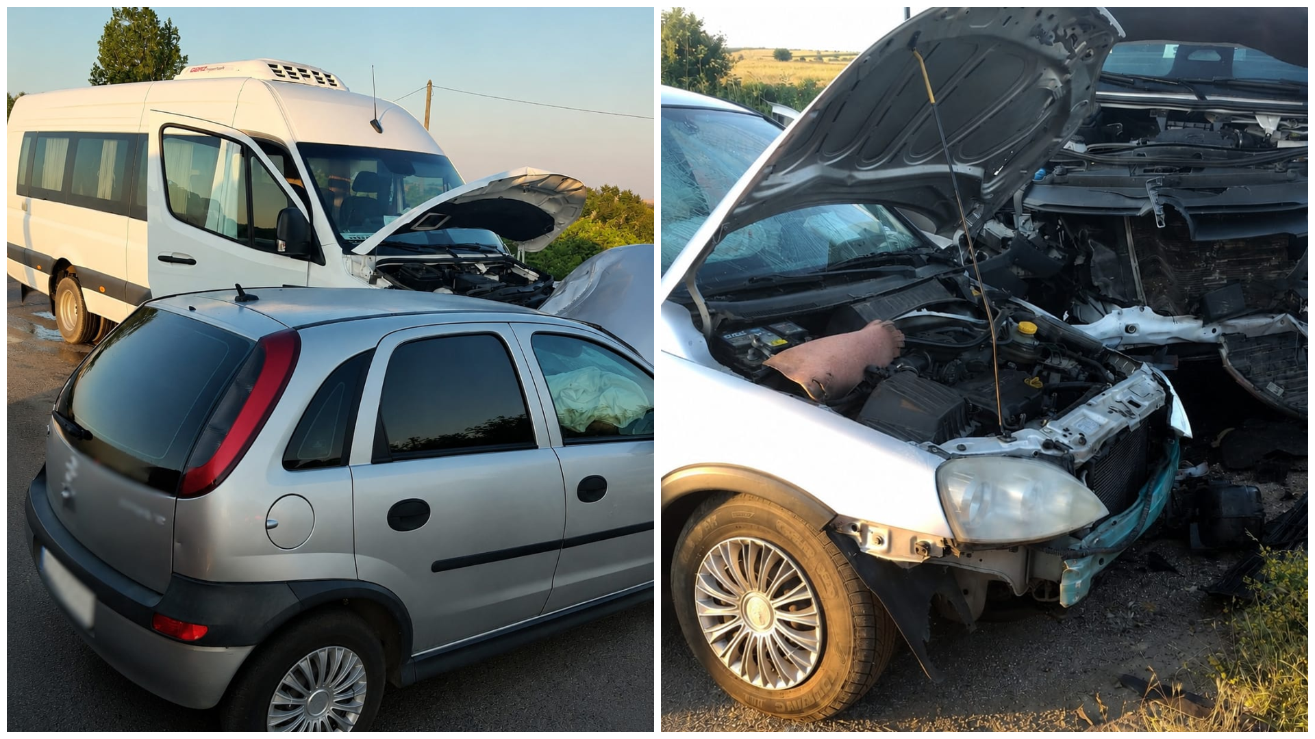 Accident grav la Oarja! Un șofer de 73 de ani nu a acordat prioritate și a izbit în plin un microbuz de pasageri. Patru persoane au fost rănite