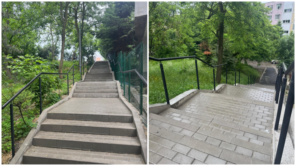 Pitești – Investiție în cartierul Nord! Scările publice de pe strada Făgăraș au fost complet reabilitate