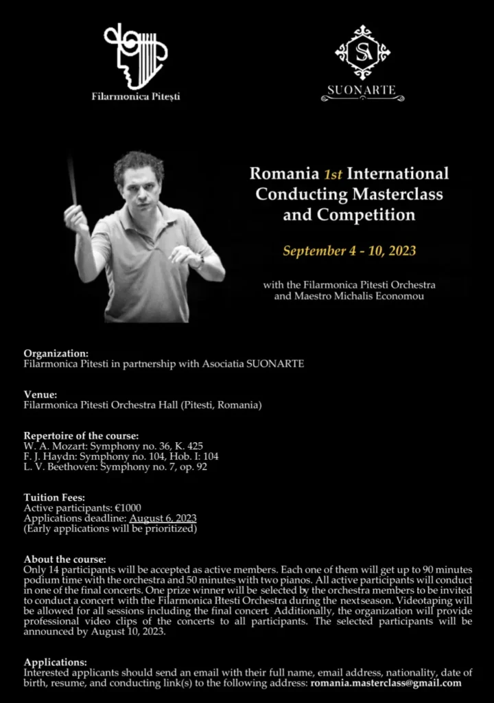 Filarmonica Pitești dă startul înscrierilor la masterclass