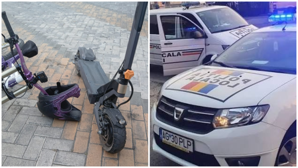 Razie a polițiștilor locali în centrul Piteștiului! Amenzi de până la 1.000 de lei pentru cei care circulă cu biciclete sau trotinete pe pietonal