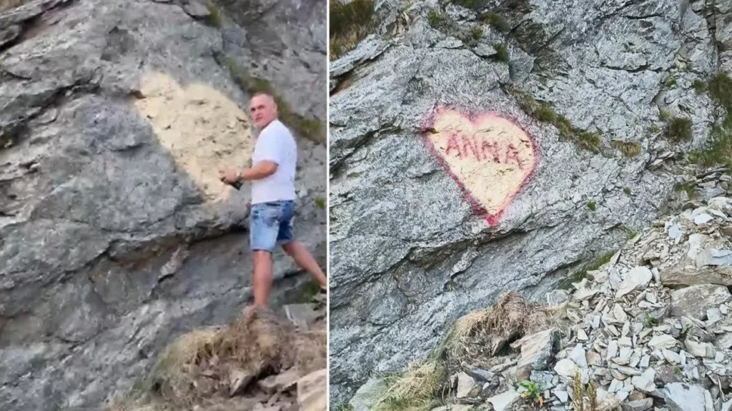 Gest revoltător pe Transfăgărășan. Un turist a desenat pe stânci