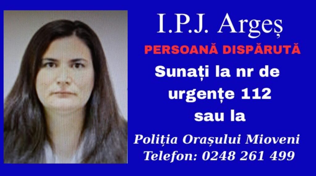 Femeie de 43 de ani din Mioveni, dispărută fără urmă. Poliția cere ajutorul populației