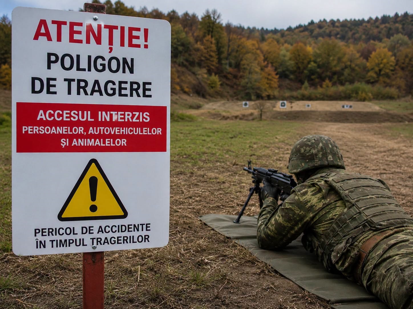 Ședințe de tragere cu armament de infanterie în poligonul din Mioveni